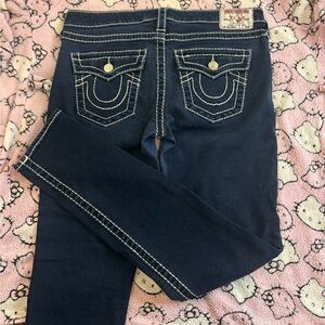 True religion dark wash low rise skinny jeans